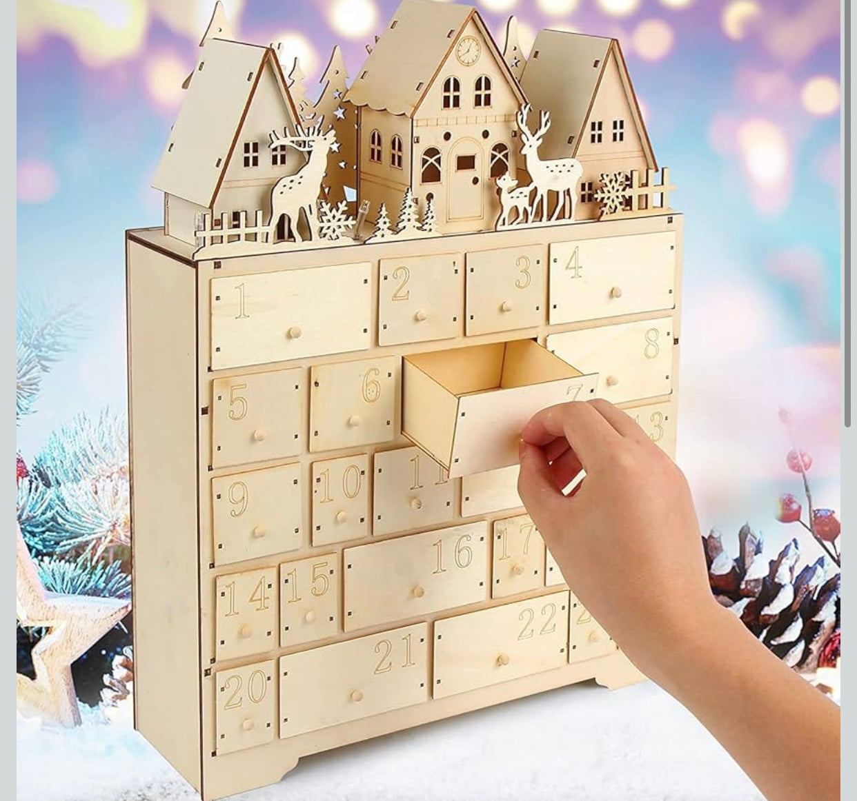 Led Wooden Wax Melt Advent Calender